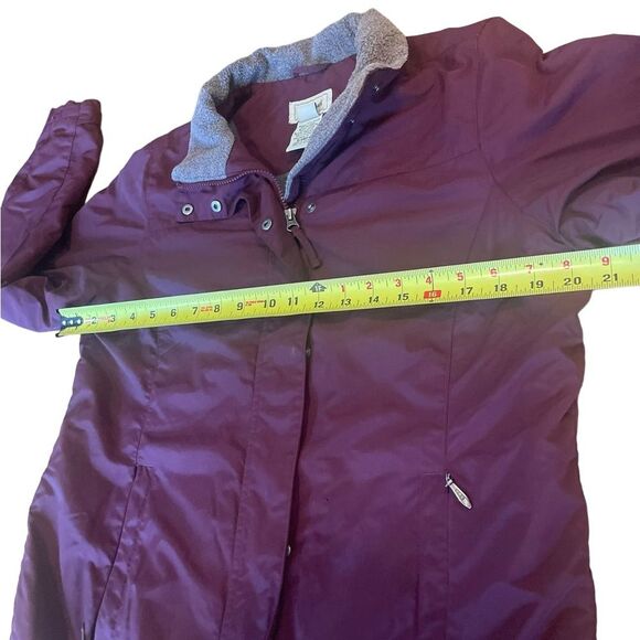 LL Bean Puffer Insulated Fleece Lined Burgundy Winter Coat Womens Size Medium - Picture 12 of 16